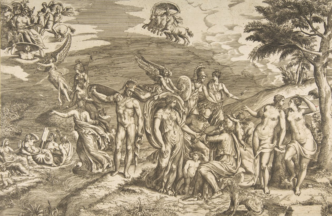 Wyrok Paryski, ca. 1550-60. autorstwa Giulio Bonasone