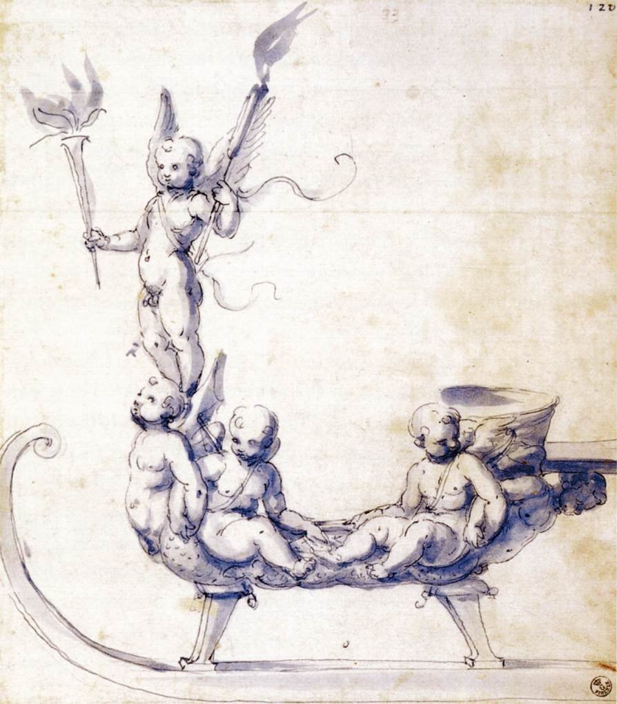 Szkic do sań z Putti autorstwa Giuseppe Arcimboldo