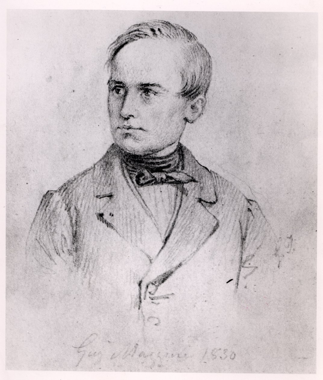 Giuseppe Mazzini (1805-72) 1830 (węgiel drzewny) autorstwa Giuseppe Isola