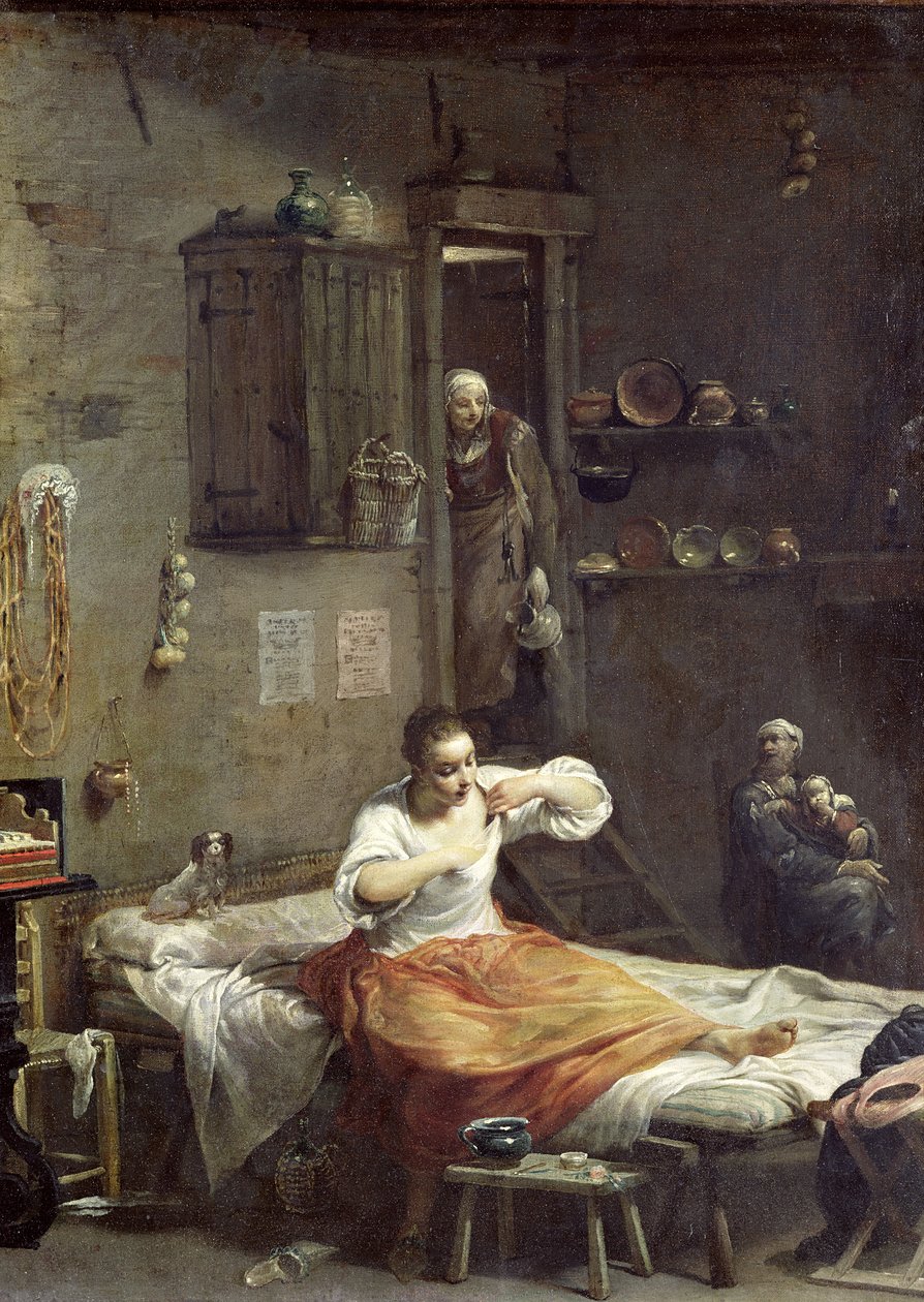 Kobieta z pchłą autorstwa Giuseppe Maria Crespi