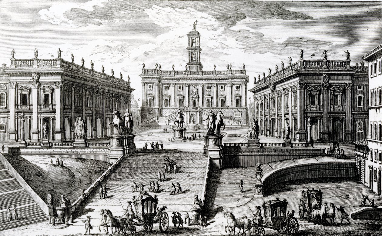 Piazza del Campidoglio poli autorstwa Giuseppe Vasi