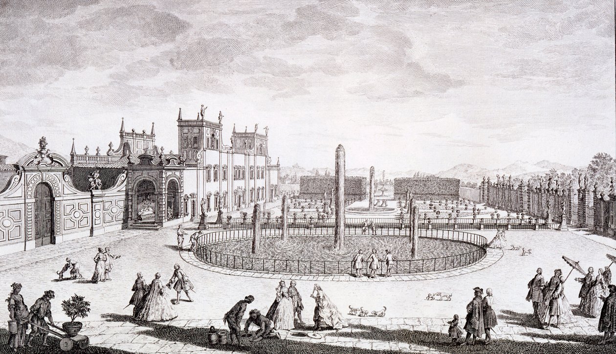 Widok na Villa di Sesto, z „Widoków Toskanii” Giuseppe Boucharda, opublikowane w latach 1744-57 autorstwa Giuseppe Zocchi