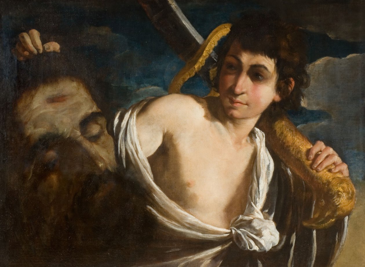 Dawid z głową Goliata, 1630-1660. autorstwa Giuseppe Caletti