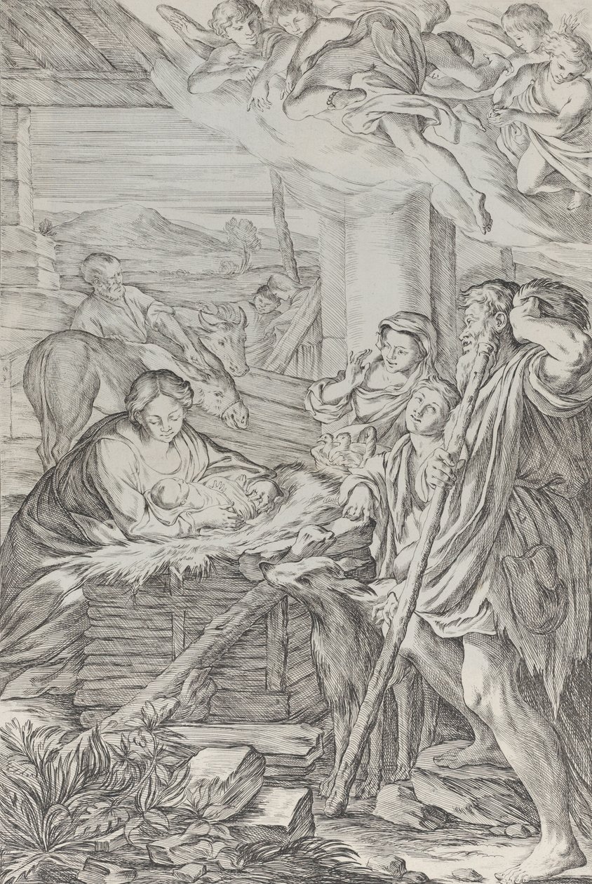 Adoracja pasterzy 1654-1718. autorstwa Giuseppe Maria Mitelli