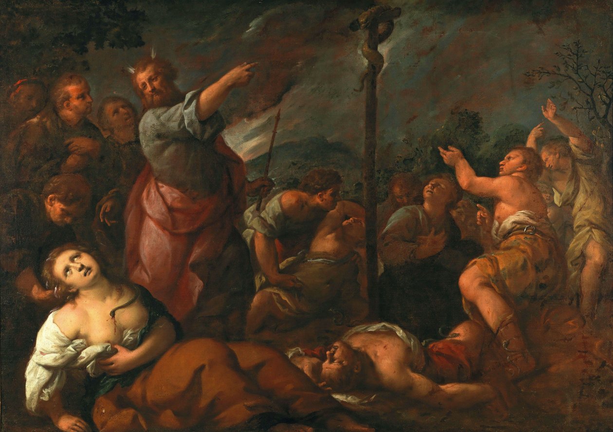 Mojżesz i wąż miedziany. autorstwa Giuseppe Nuvolone