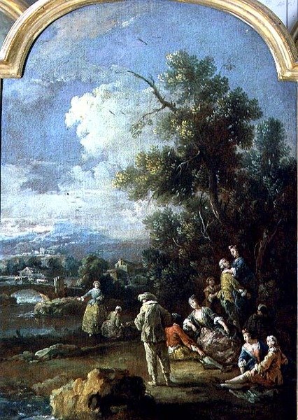 Pierrot i Pary (olej na płótnie) autorstwa Giuseppe Zais