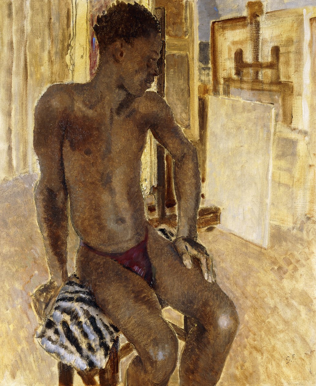 Czarny model w studiu autorstwa Glyn Warren Philpot