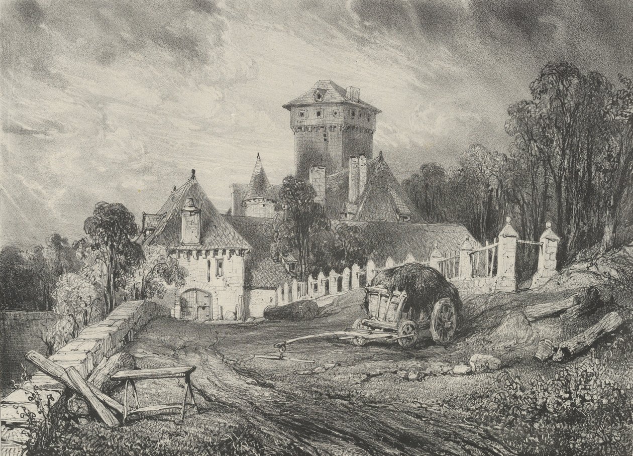 Zamek Pesteil w Polminhacu, 1832 r. autorstwa Godefroy Engelmann