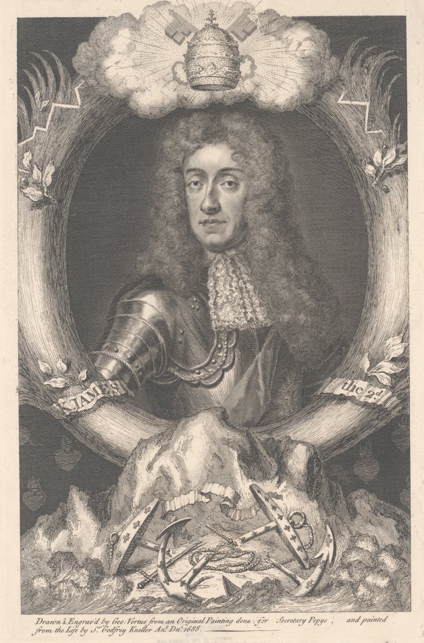 Jakub II, rytowany przez George