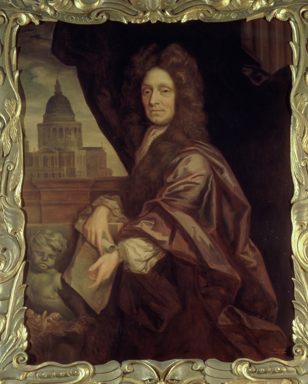 Sir Christopher Wren (1632-1723) skopiowany przez Edmunda Dyera autorstwa Godfrey Kneller