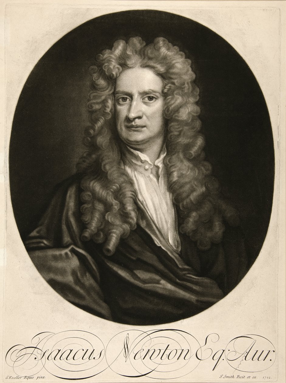 Isaac Newton, Esq., wyd. 1712 (grawerowanie) autorstwa Godfrey (after) Kneller