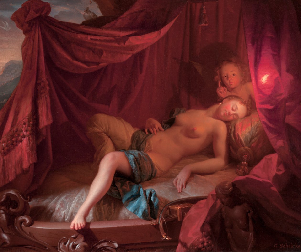 Śpiąca Wenus i Kupidyn autorstwa Godfried Schalcken