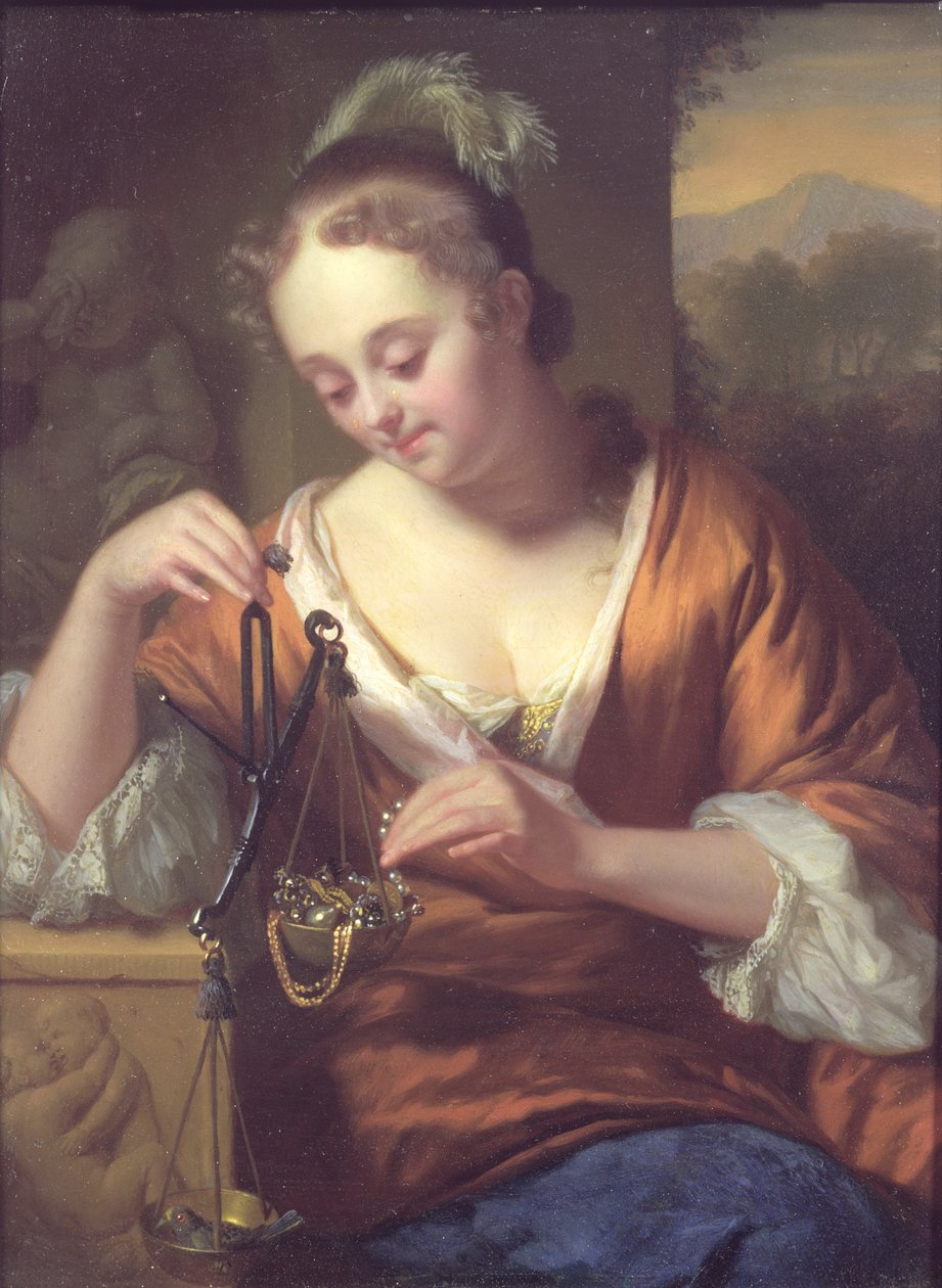 Alegoria cnót i bogactw, c.1667 (olej na miedzi) autorstwa Godfried Schalcken
