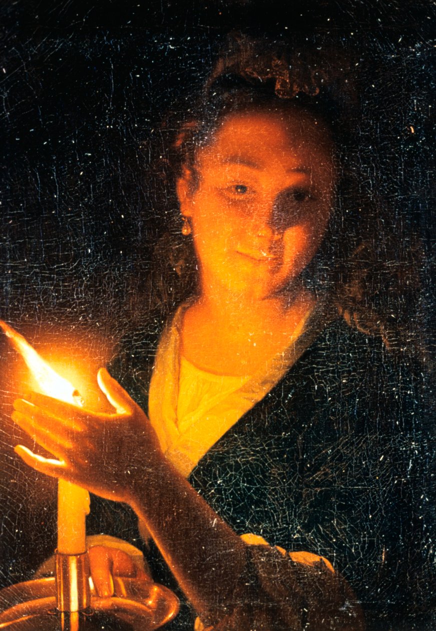 Kobieta ze świecą, koniec lat 60. XVI wieku autorstwa Godfried Schalcken