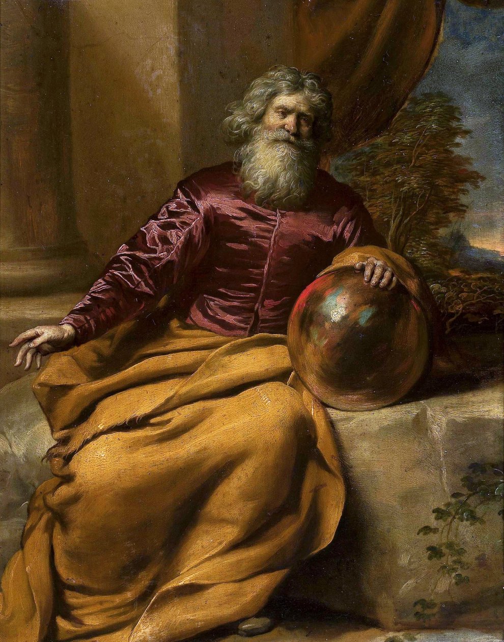 Stary człowiek z kulą (Archimedes) autorstwa Gonzales Coques
