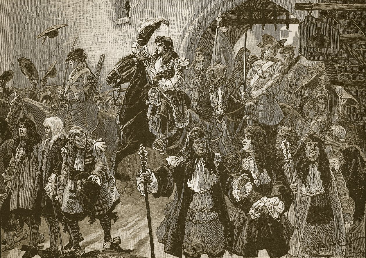 Wjazd księcia Orange do Exeter po jego wylądowaniu w Torbay, 1688 autorstwa Gordon Frederick Browne
