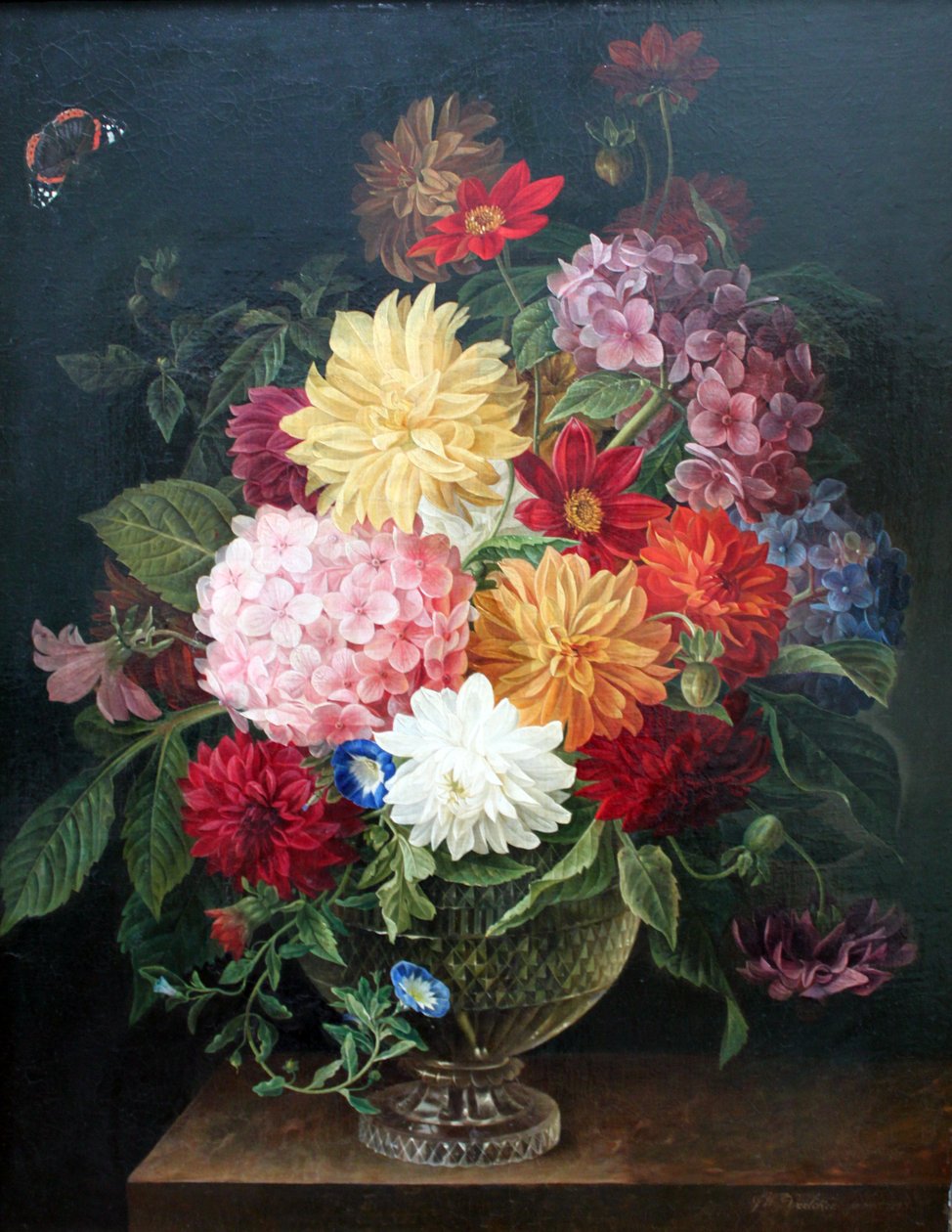 Kwiatowa martwa natura autorstwa Gottfried Wilhelm Voelcker