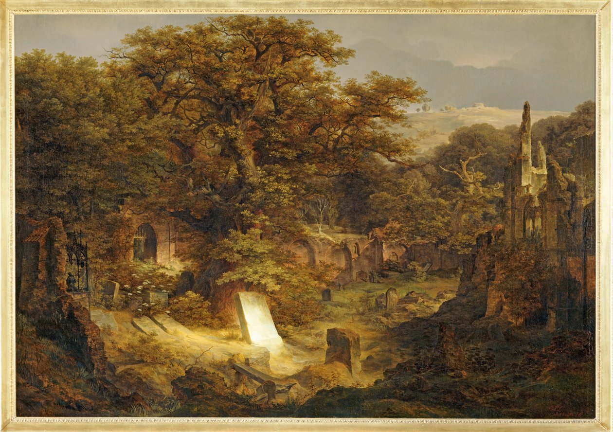 Krajobraz z nagrobkiem i ruinami ... autorstwa Govaert Flinck