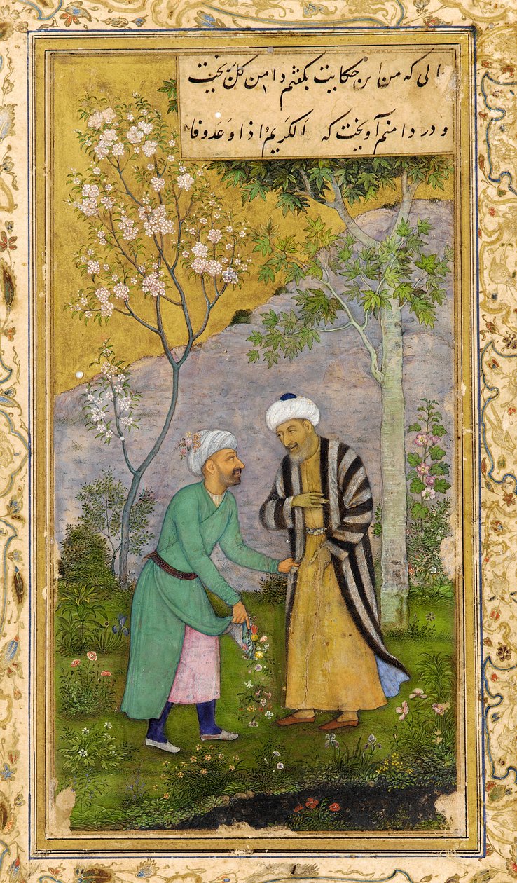 Saadi w ogrodzie różanym, 1645. autorstwa Govardhan