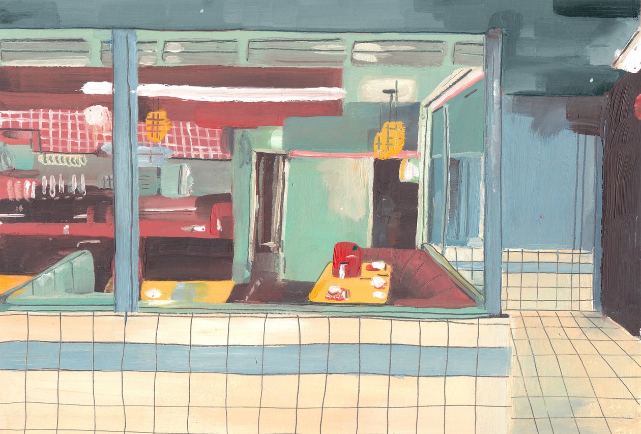 Diner, 2012 (olej na papierze) autorstwa Grace Helmer
