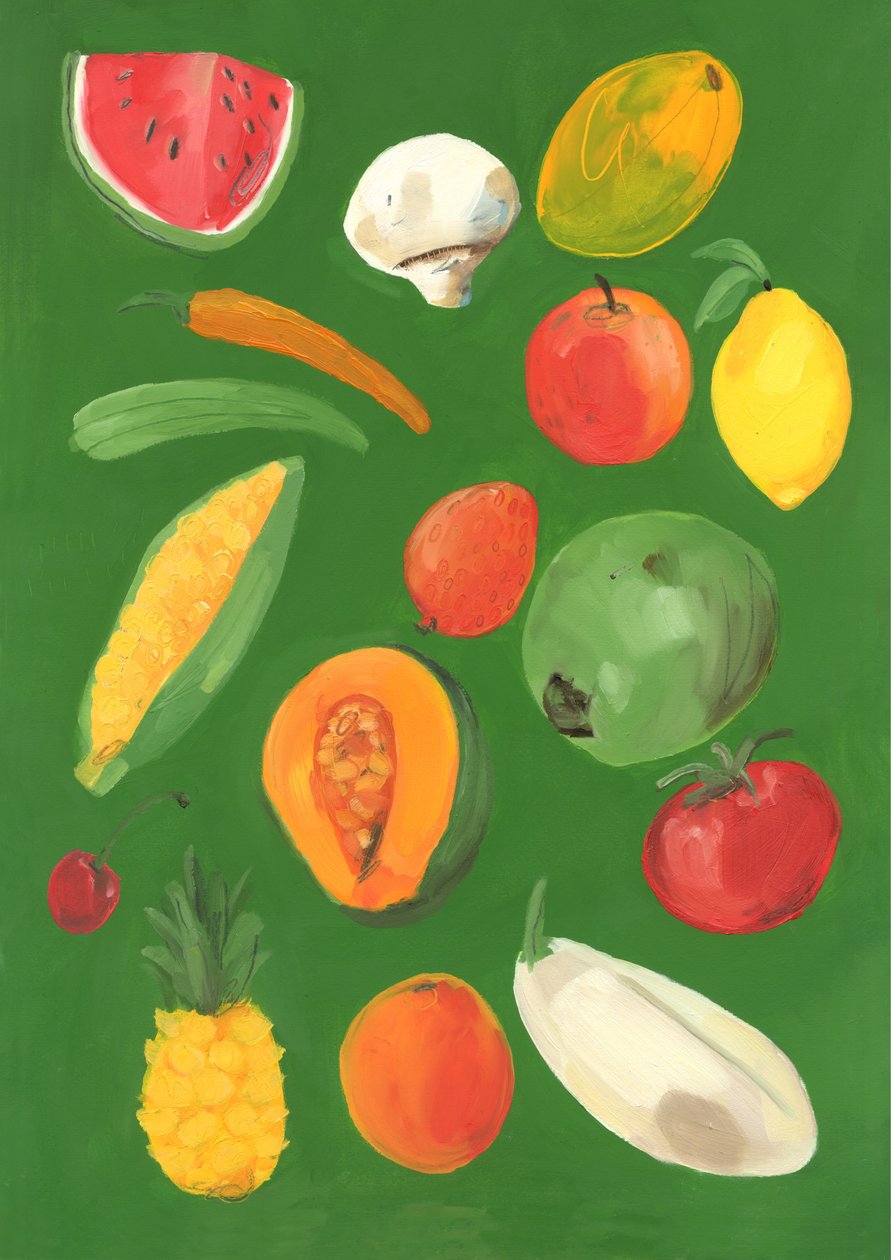 Owoce, 2013 (olej na papierze) autorstwa Grace Helmer