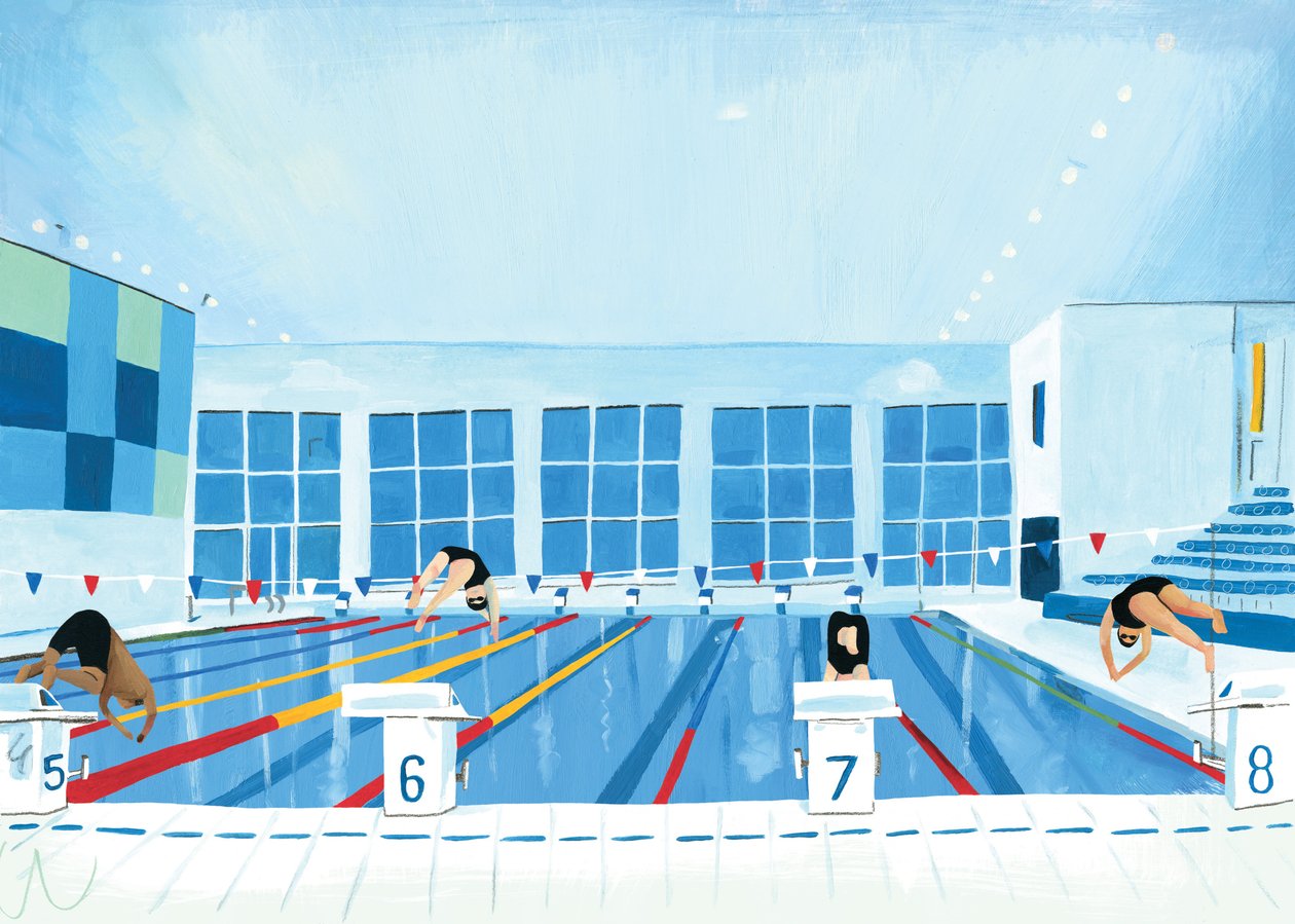 Lewisham Pool, 2015 (olej na papierze) autorstwa Grace Helmer