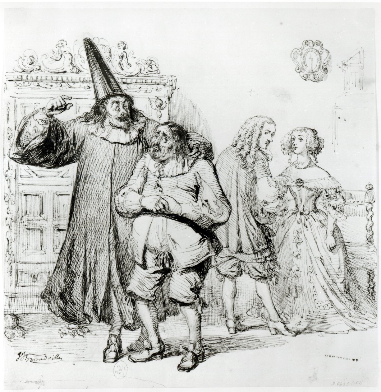 Argan i Monsieur Purgon, z „Le Malade Imaginaire” (1673) Moliera (1622-73) autorstwa Grandville