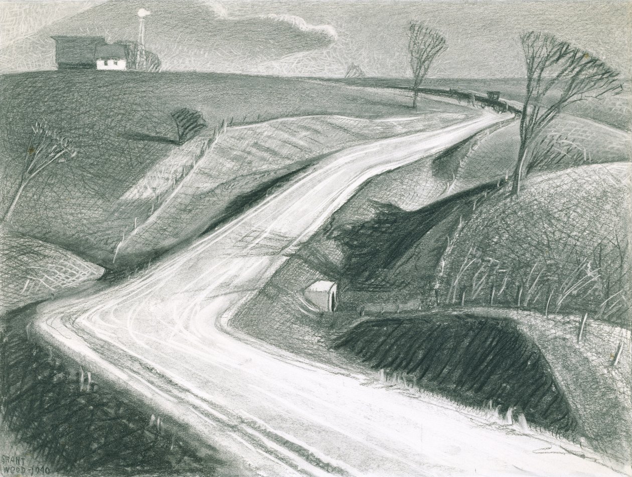 Marzec 1940 (węgiel na papierze) autorstwa Grant Wood