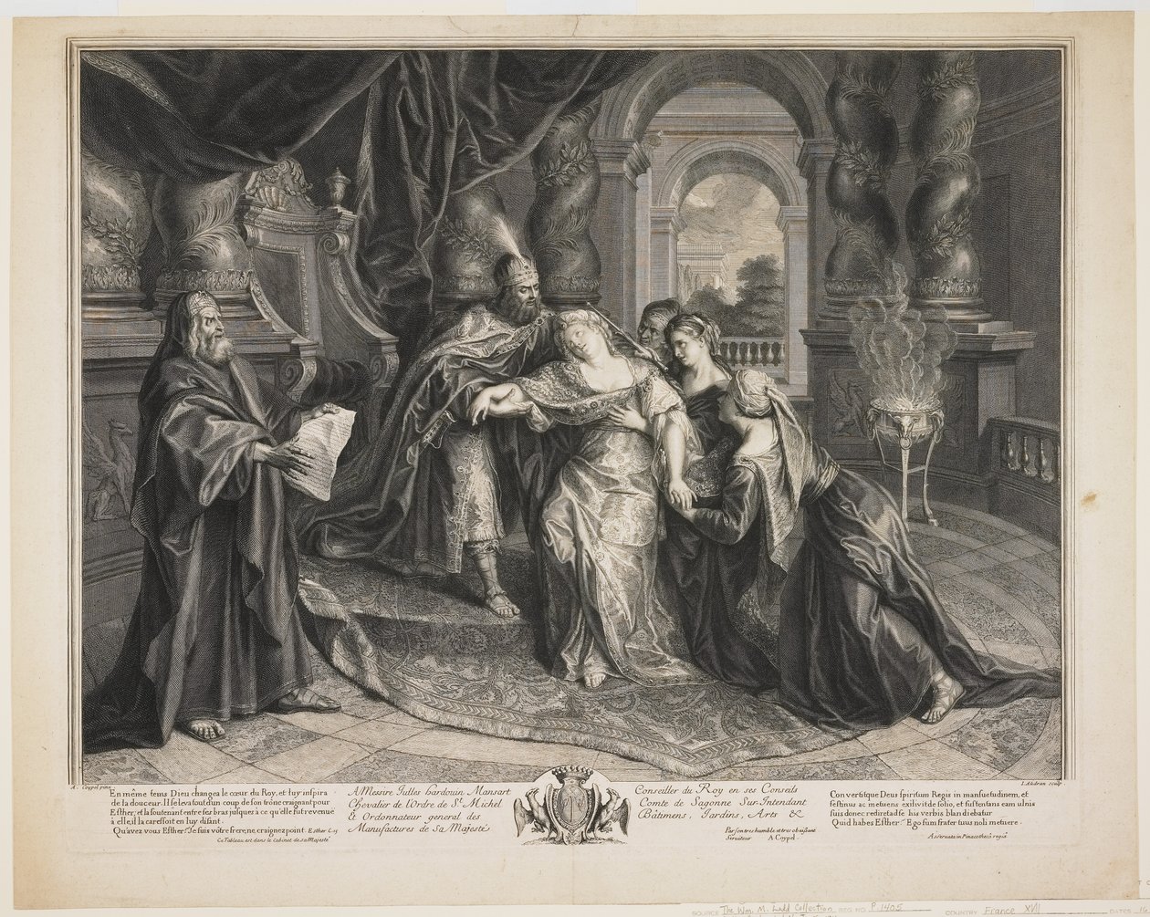Estera przed Aswerusem, ok. 1705 autorstwa Gérard Audran