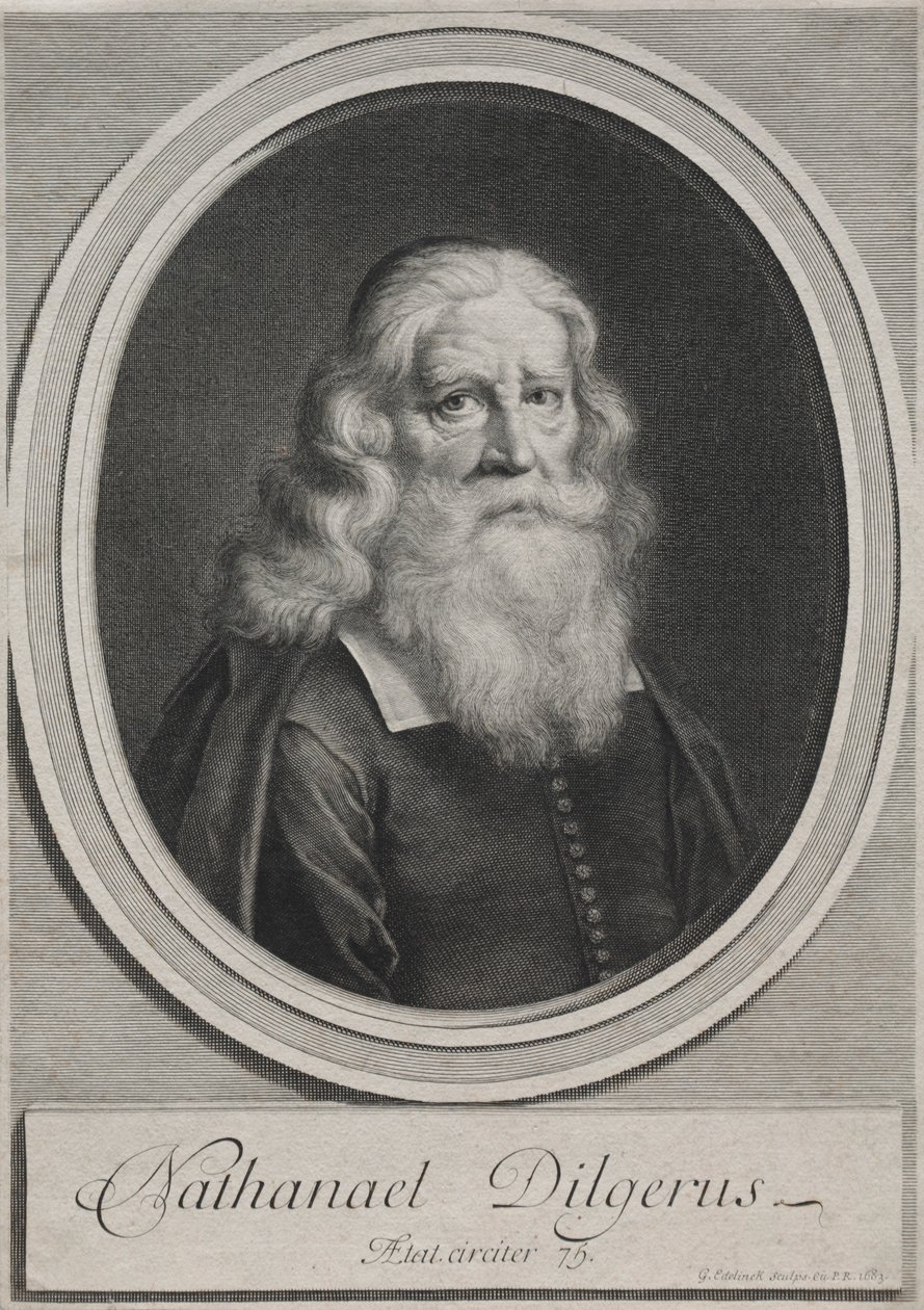 Nathanael Dilgerus, minister Gdańska, 1683. autorstwa Gérard Edelinck