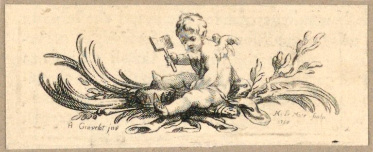 Tailpiece, Putto z łopatą autorstwa Gravelot