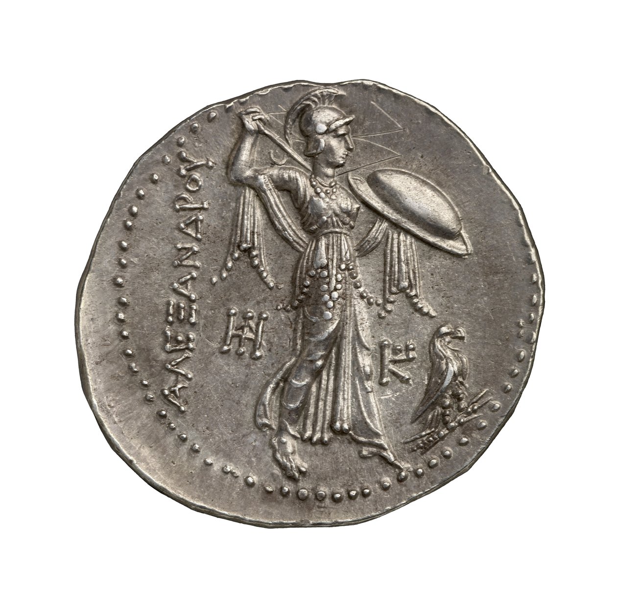 Starożytna grecka (ptolemejska) srebrna moneta z Aleksandrii, 295 r. p.n.e. (srebro) autorstwa Greek