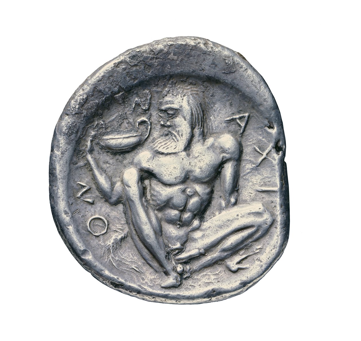 Starożytna grecka srebrna moneta z Naxus, 460 pne (srebrna) autorstwa Greek