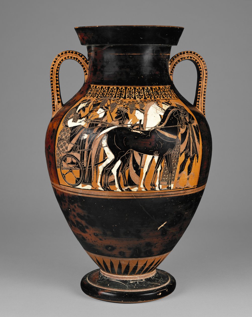 Ateńska amfora czarnofigurowa z Dionizosem i Ariadną, 540-30 p.n.e. (terakota) autorstwa Greek