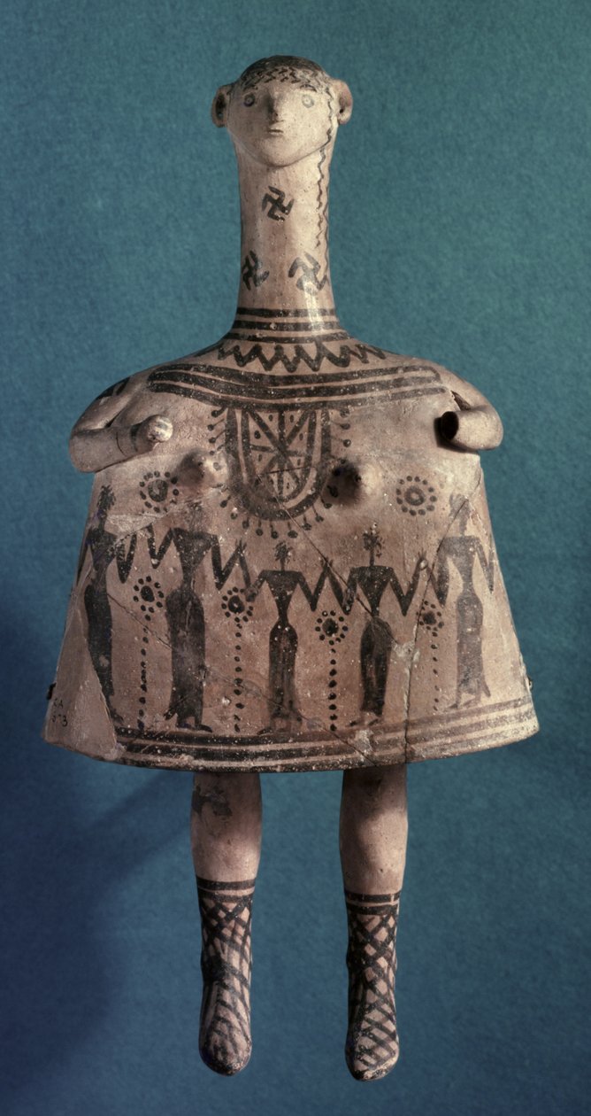 Idol dzwonu, z Teb, Beocja, c.700 pne (malowany kamień) autorstwa Greek