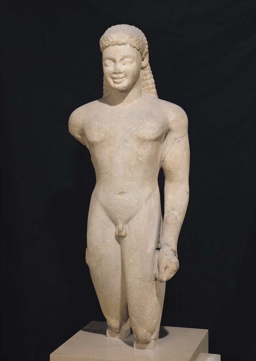 Kouros, z Paros, w pobliżu sanktuarium Asklepiosa, ok. 540 p.n.e. (marmur) (zob. też 98017, 164837-164839) autorstwa Greek