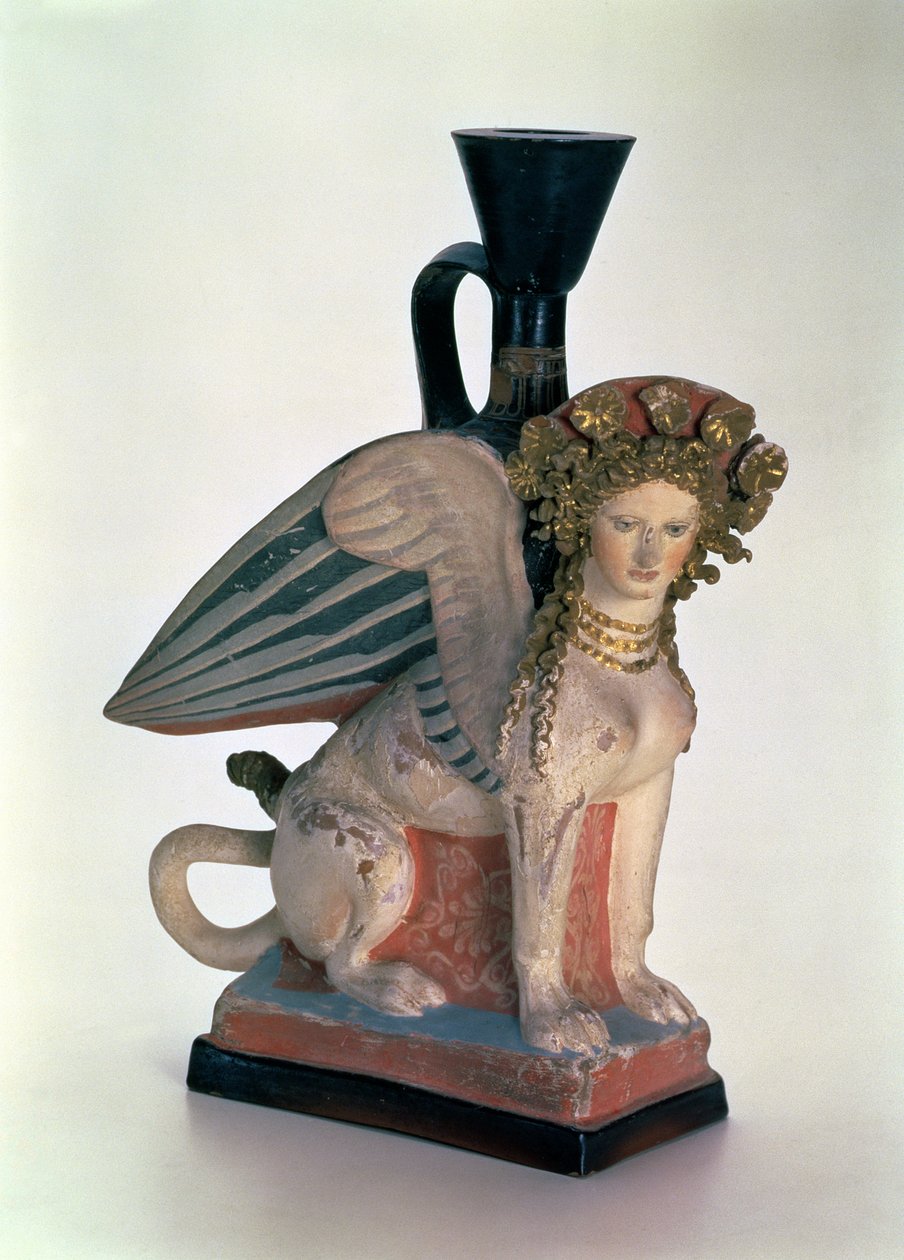 Lekythos w formie Sfinksa, Królestwo Bosporańskie, koniec V w. p.n.e. (malowana glina) autorstwa Greek