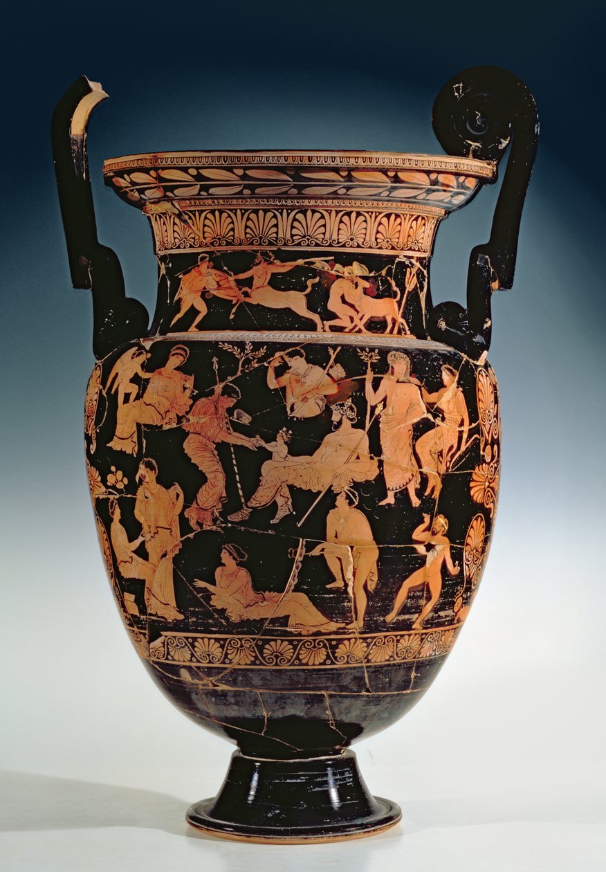 Narodziny Dionizosa, protoapulijski krater czerwonofigurowy, koniec V wieku p.n.e. - początek IV wieku p.n.e. (ceramika) autorstwa Greek