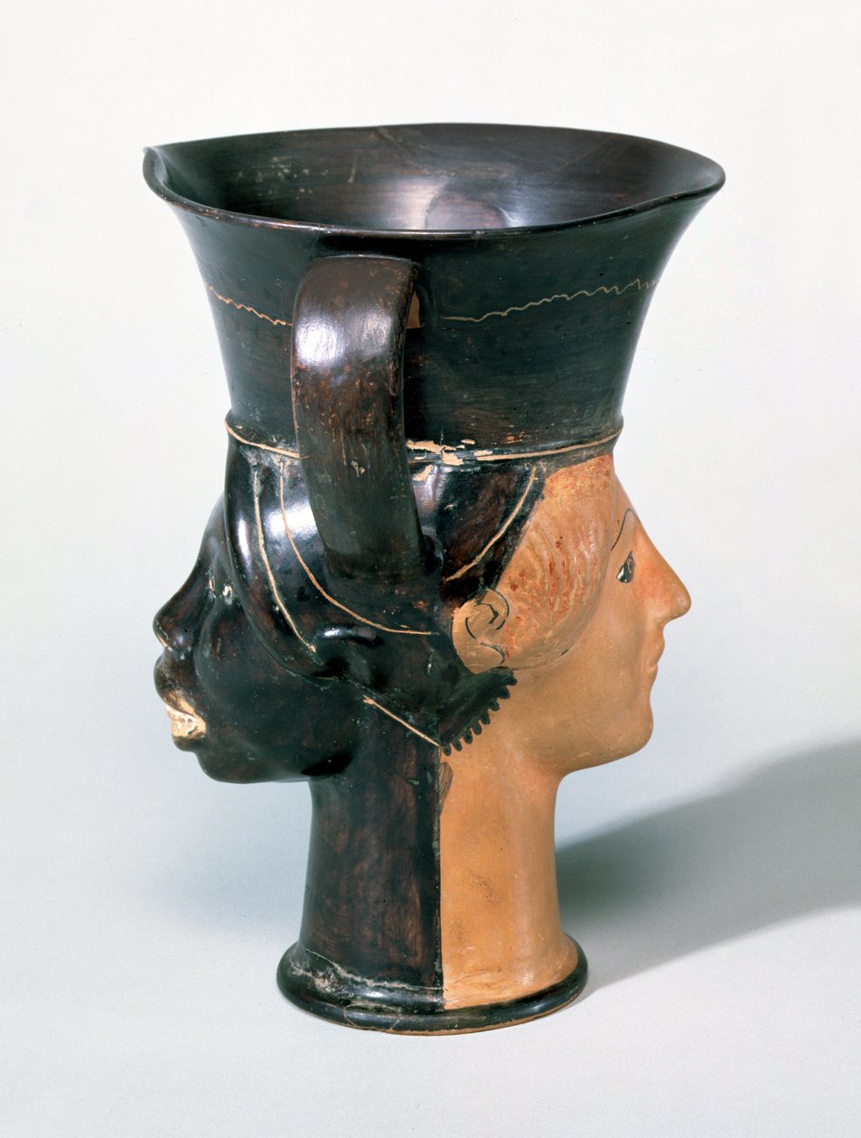 Attic Janiform Kantharos Cup, ok. 470 p.n.e. (ceramika) autorstwa Greek