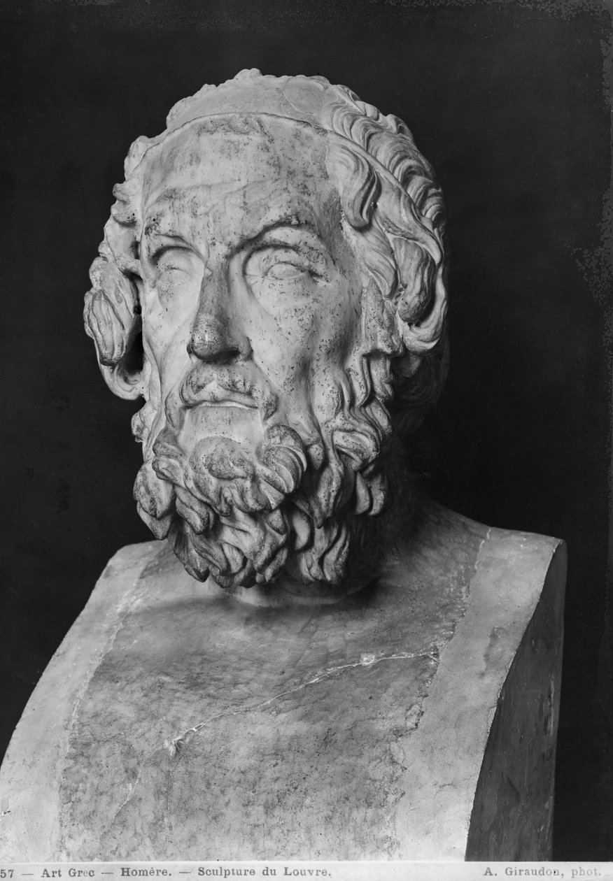 Popiersie Homera, okres hellenistyczny (330-20 pne) (marmur) autorstwa Greek