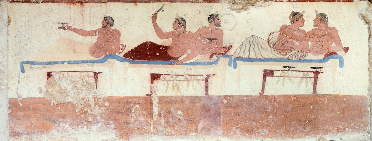 Scena sympozjum, ok. 480-490 pne (fresk) autorstwa Greek