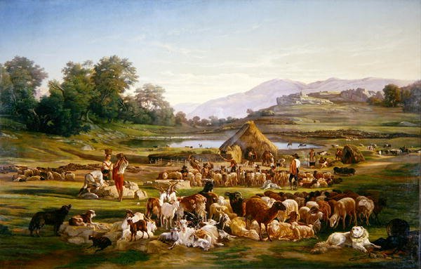 Pasterze z owcami autorstwa Gregoire Isidore Flacheron