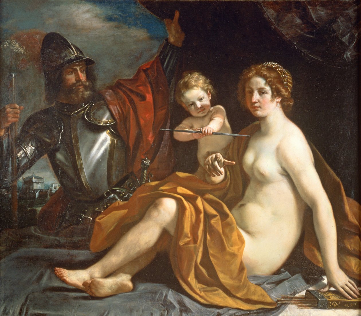 Wenus, Mars i Kupidyn autorstwa Giovanni Francesco Barbieri
