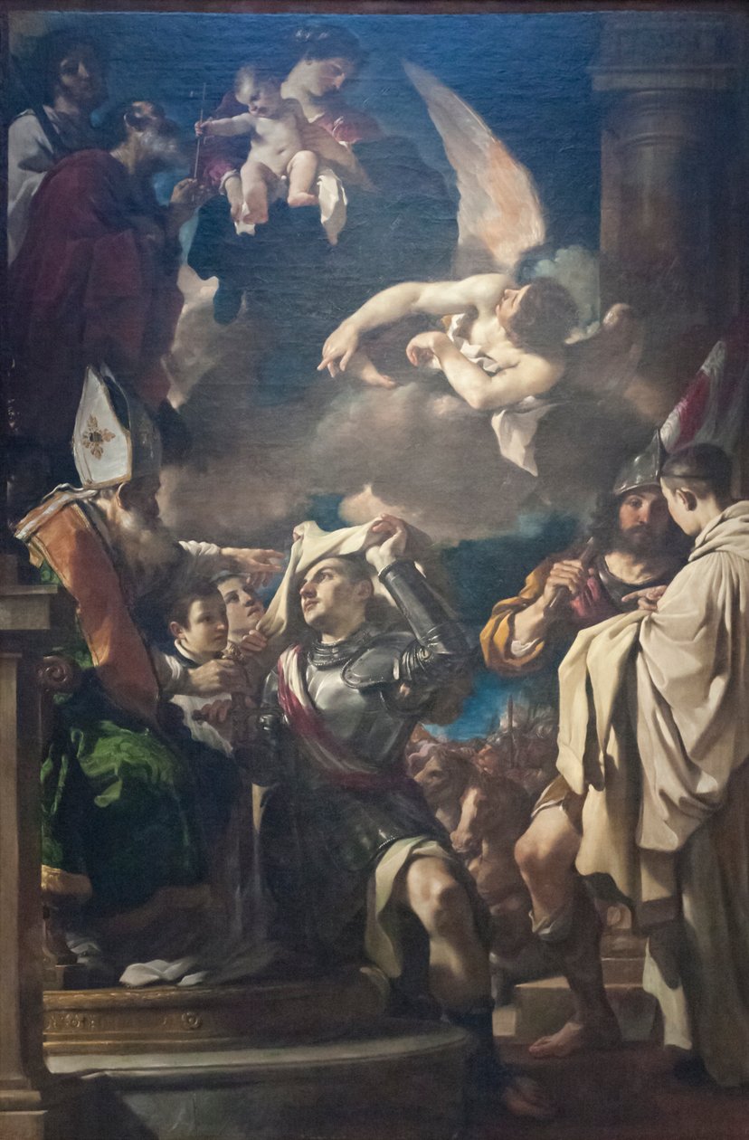 Św. Wilhelm z Akwitanii otrzymujący kaptur autorstwa Guercino (1591 1666)