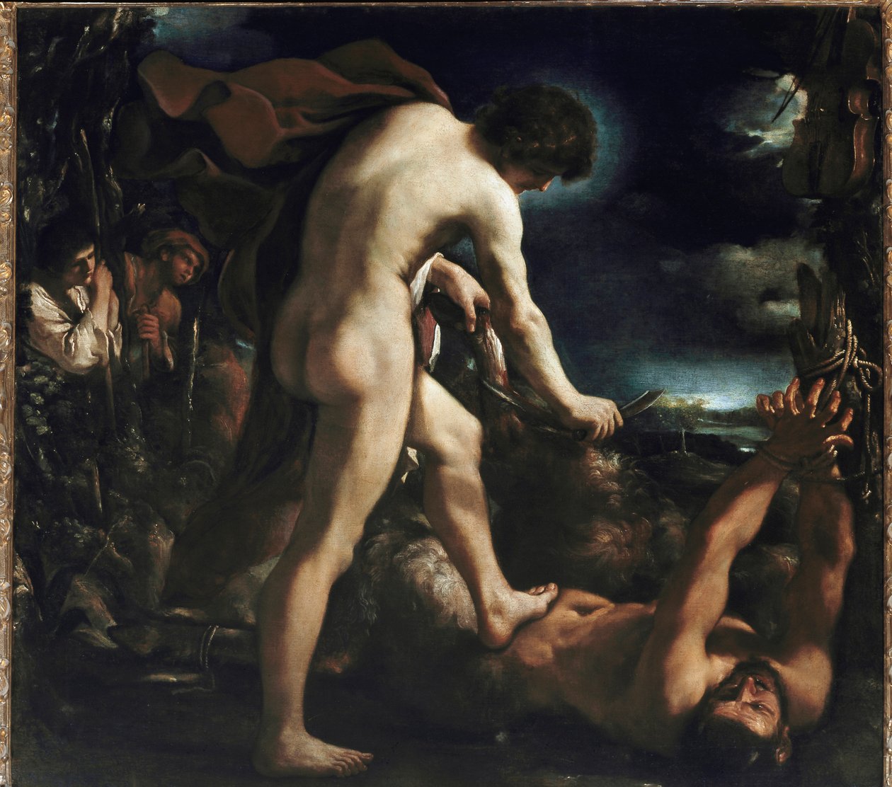 Apollo i Marsjasz (olej na płótnie). autorstwa Guercino