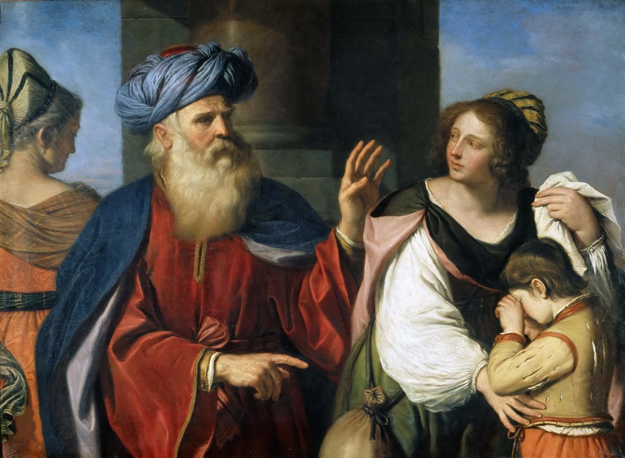 Abraham wyrzucający Hagar i Ismaela, 1657. autorstwa Guercino