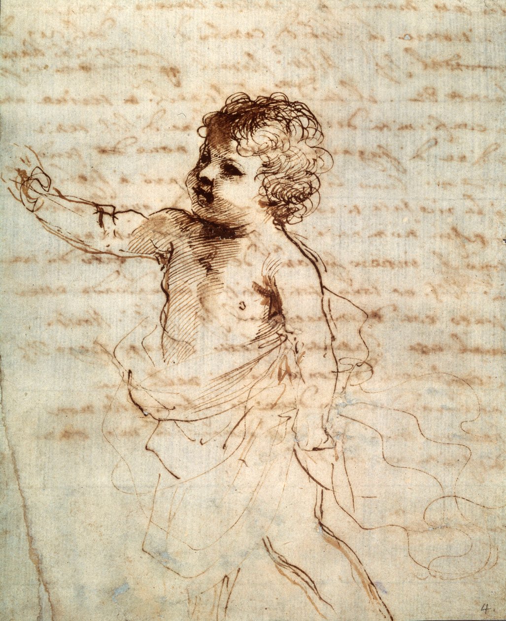 Figurka dziecięca w draperii, XVII w. autorstwa Guercino