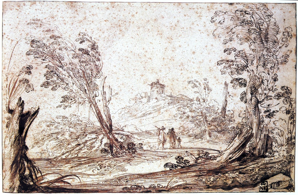 Krajobraz, XVII wiek autorstwa Guercino
