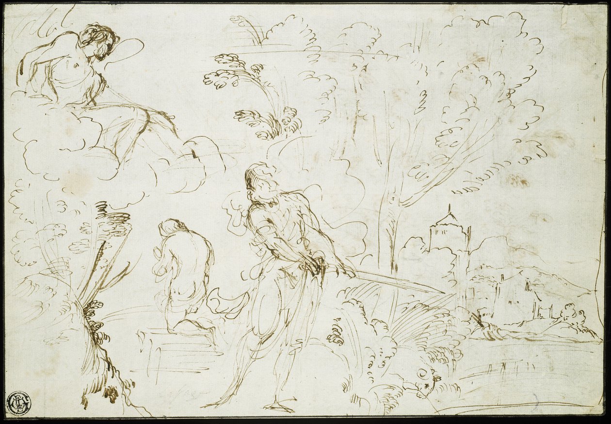Ofiara Izaaka (recto); Sen Jakuba (verso) autorstwa Guercino