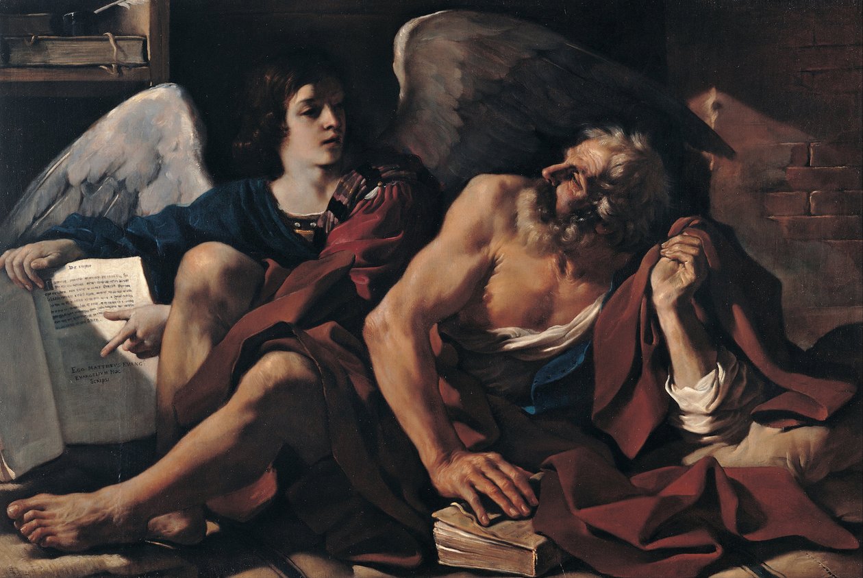 Św. Mateusz i Anioł, 1622 autorstwa Guercino